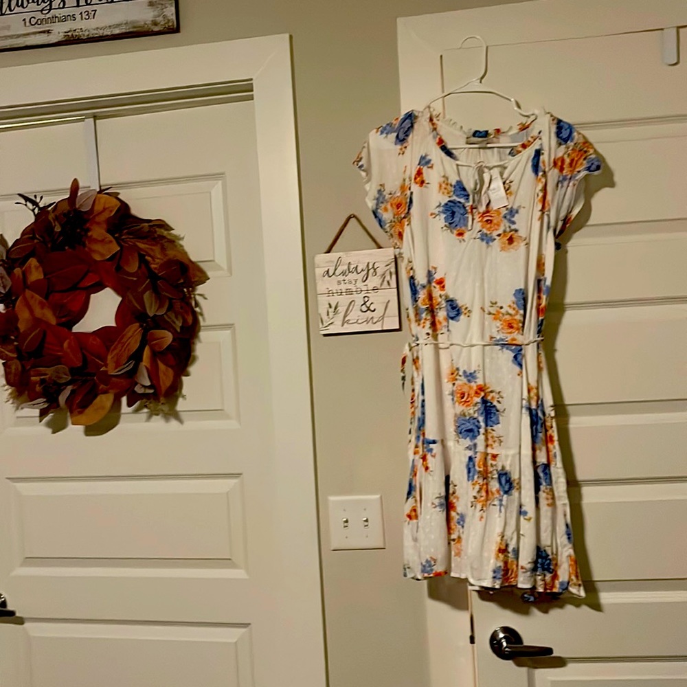 Beautiful Loft dress size Medium ruffle bottom